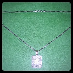 Stainless steel cuban chain w/iced out pendant
